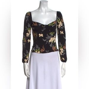 Reformation Black Floral Cropped Top size 0